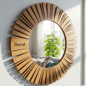 burst™ round wooden wall mirror – minimalist decorative home accent for living room & bedroom