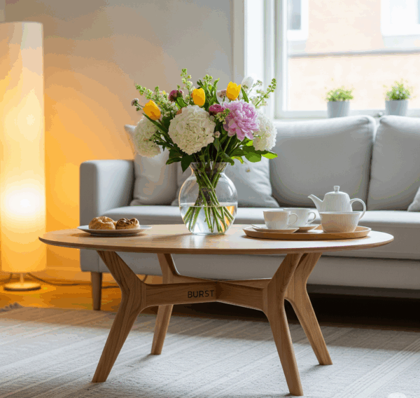 burst™ modern wooden coffee table – minimalist living room furniture with storage
