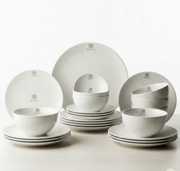 burst™ minimalist matte ceramic dinnerware set – modern plates & bowls for kitchen & dining