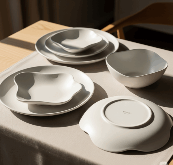 burst™ minimalist matte ceramic dinnerware set – modern plates & bowls for kitchen & dining