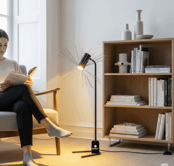 burst™ minimalist ceramic table lamp with linen shade – modern bedside & living room lighting