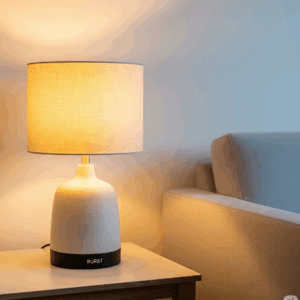 burst™ minimalist ceramic table lamp with linen shade – modern bedside & living room lighting